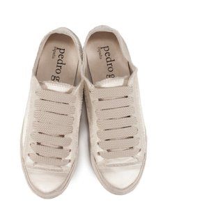 Pedro García Parson laced white satin sneakers